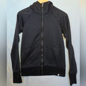 Black and White Polka Dot Roxy Zip-Up Jacket Hoodie XS